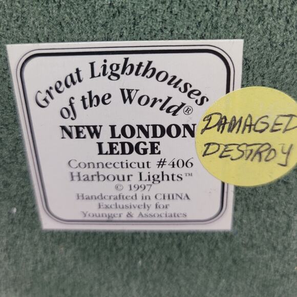 Vintage 1997 Younger & Associate Harbour Lights New London Ledge #406 Lighthouse - Picture 7 of 8